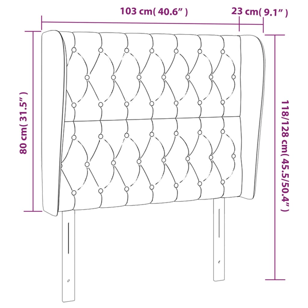 vidaXL Κεφαλάρι με Πτερύγια Σκούρο Καφέ 103x23x118/128 εκ. Υφασμάτινο