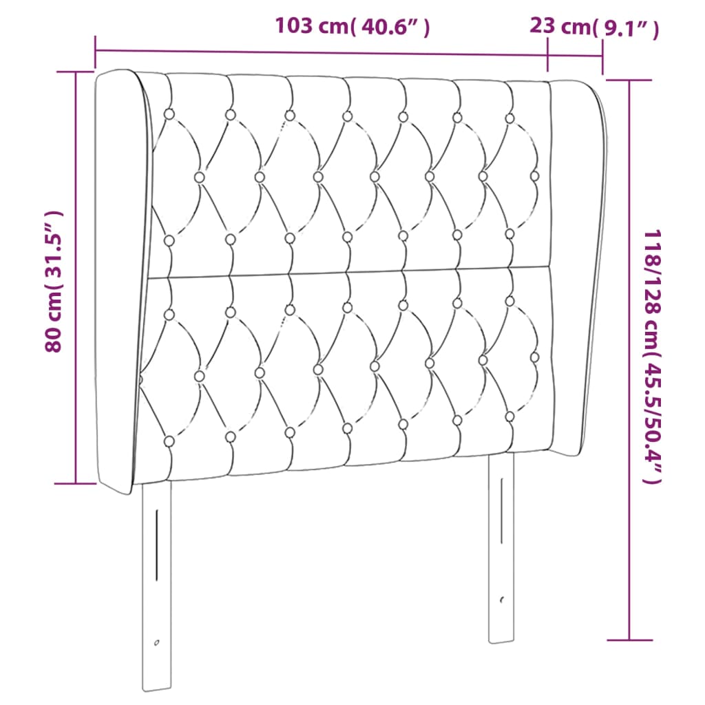 vidaXL Κεφαλάρι με Πτερύγια Taupe 103x23x118/128 εκ. Υφασμάτινο