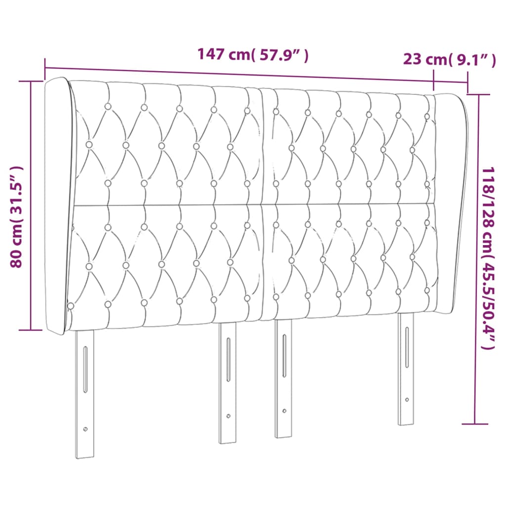 vidaXL Κεφαλάρι με Πτερύγια Κρεμ 147x23x118/128 εκ. Υφασμάτινο