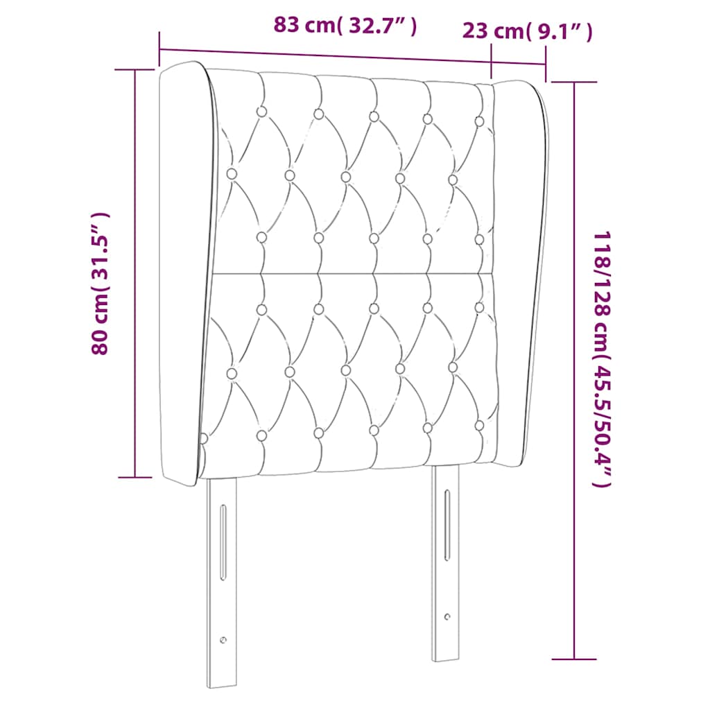 vidaXL Κεφαλάρι με Πτερύγια Μαύρο 83x23x118/128 εκ. Βελούδινο