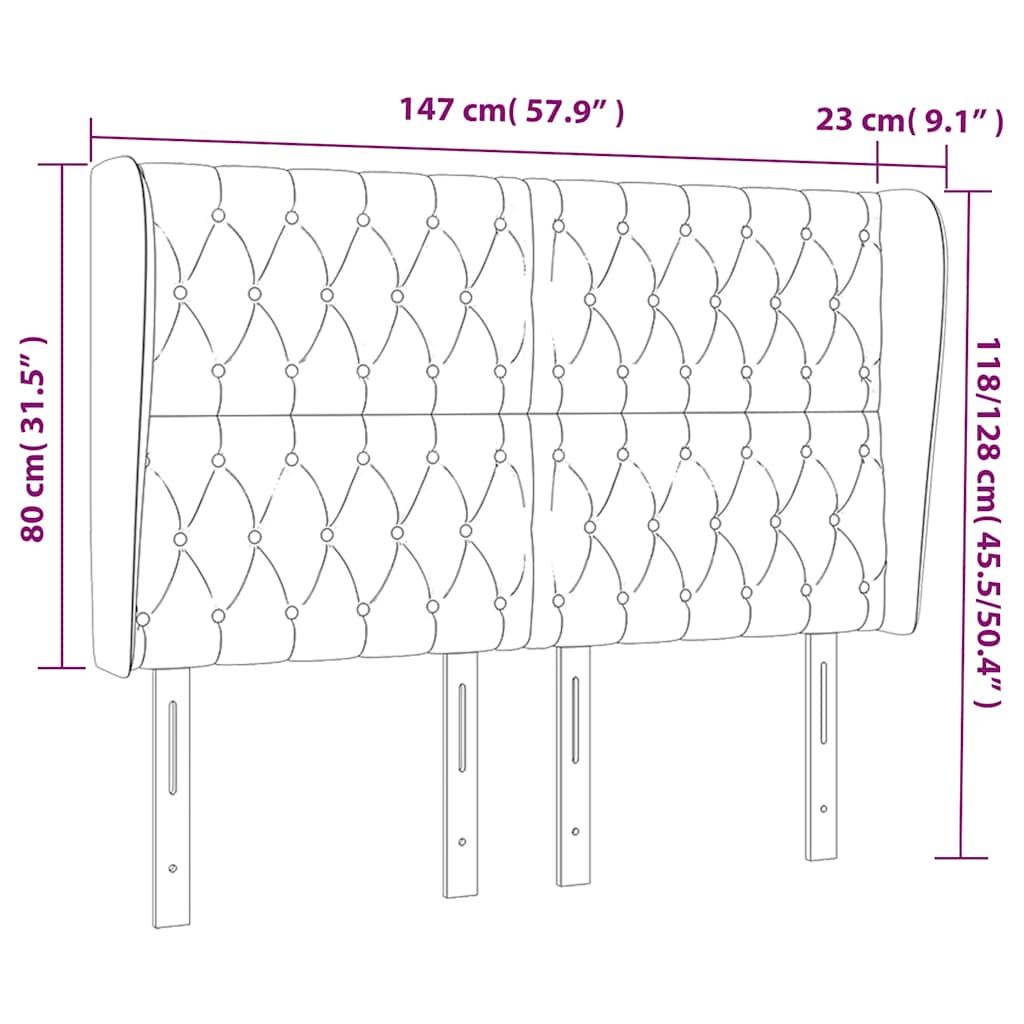 vidaXL Κεφαλάρι με Πτερύγια Σκούρο Μπλε 147x23x118/128 εκ.Βελούδινο