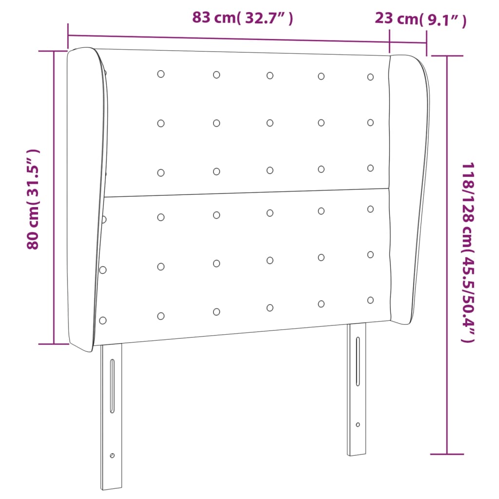 vidaXL Κεφαλάρι με Πτερύγια Κρεμ 83x23x118/128 εκ. Υφασμάτινο