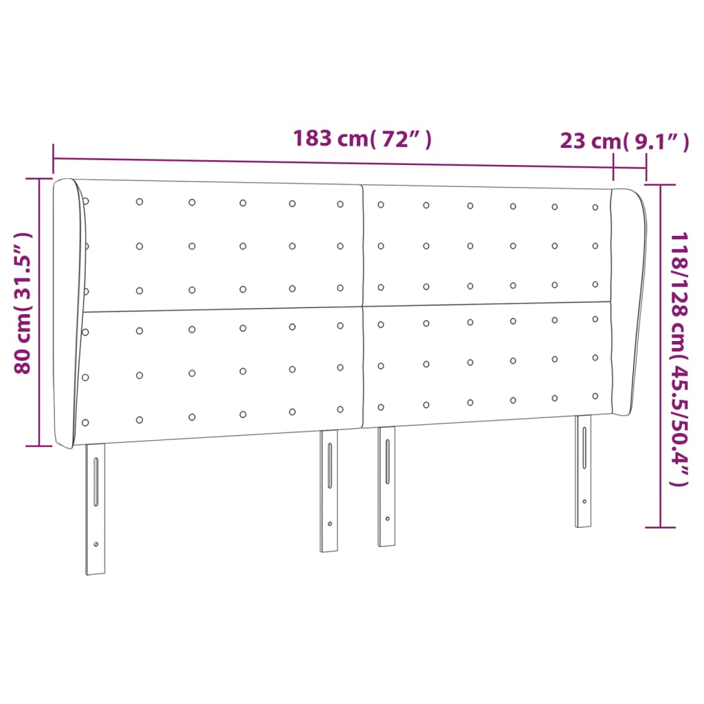 vidaXL Κεφαλάρι με Πτερύγια Κρεμ 183x23x118/128 εκ. Υφασμάτινο