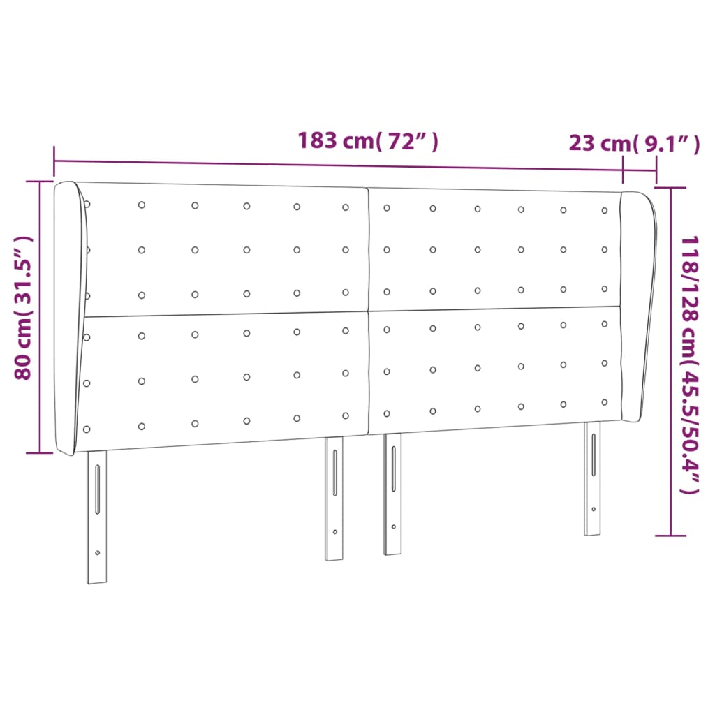 vidaXL Κεφαλάρι με Πτερύγια Μπλε 183x23x118/128 εκ. Υφασμάτινο
