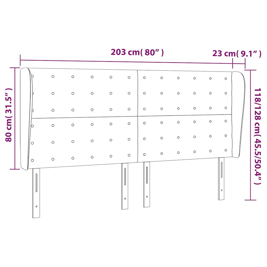 vidaXL Κεφαλάρι με Πτερύγια Σκούρο Καφέ 203x23x118/128 εκ. Υφασμάτινο
