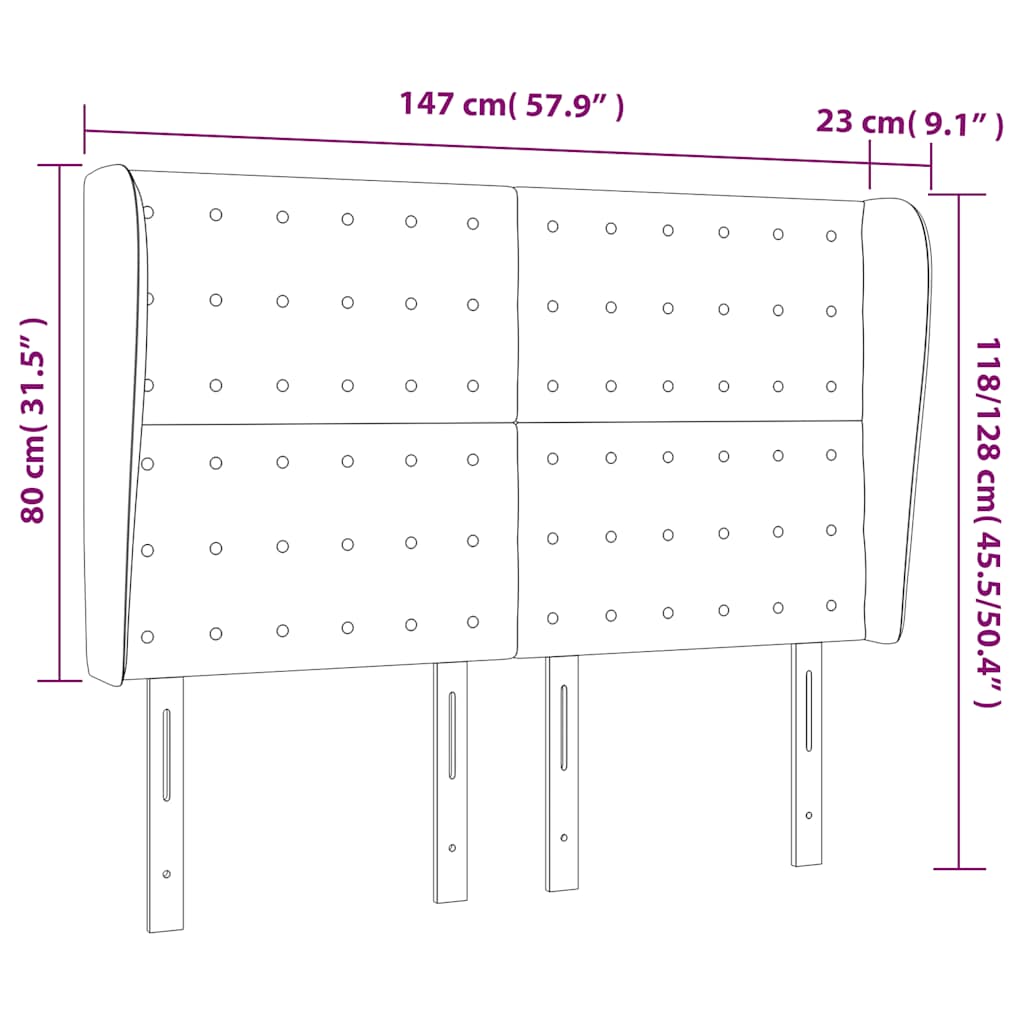 vidaXL Κεφαλάρι με Πτερύγια Σκούρο Μπλε 147x23x118/128 εκ.Βελούδινο