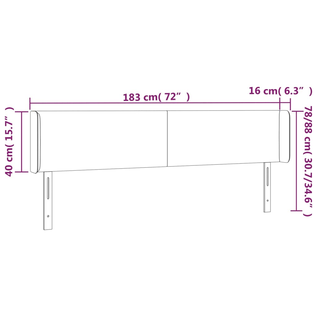 vidaXL Κεφαλάρι με Πτερύγια Μαύρο 183x16x78/88 εκ. Υφασμάτινο