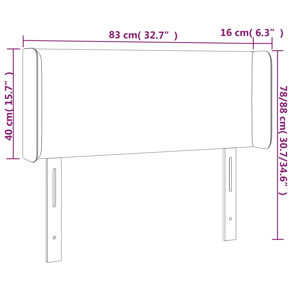 vidaXL Κεφαλάρι με Πτερύγια Ροζ 83x16x78/88 εκ. Βελούδινο