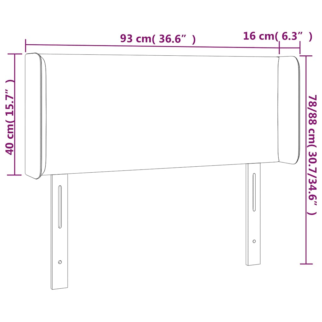 vidaXL Κεφαλάρι με Πτερύγια Σκούρο Μπλε 93x16x78/88 εκ. Βελούδινο