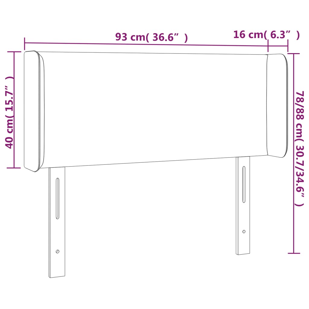 vidaXL Κεφαλάρι με Πτερύγια Ροζ 93x16x78/88 εκ. Βελούδινο