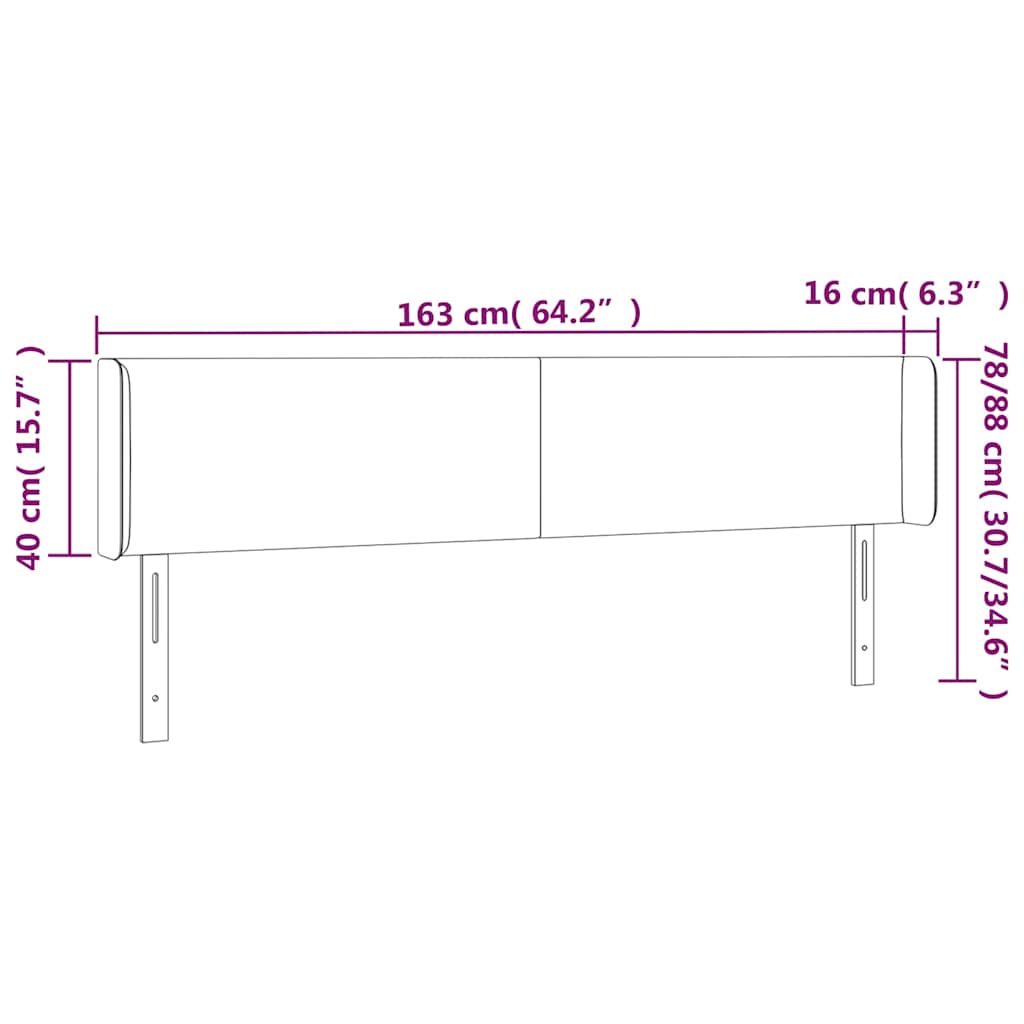 vidaXL Κεφαλάρι με Πτερύγια Σκούρο Μπλε 163x16x78/88 εκ. Βελούδινο
