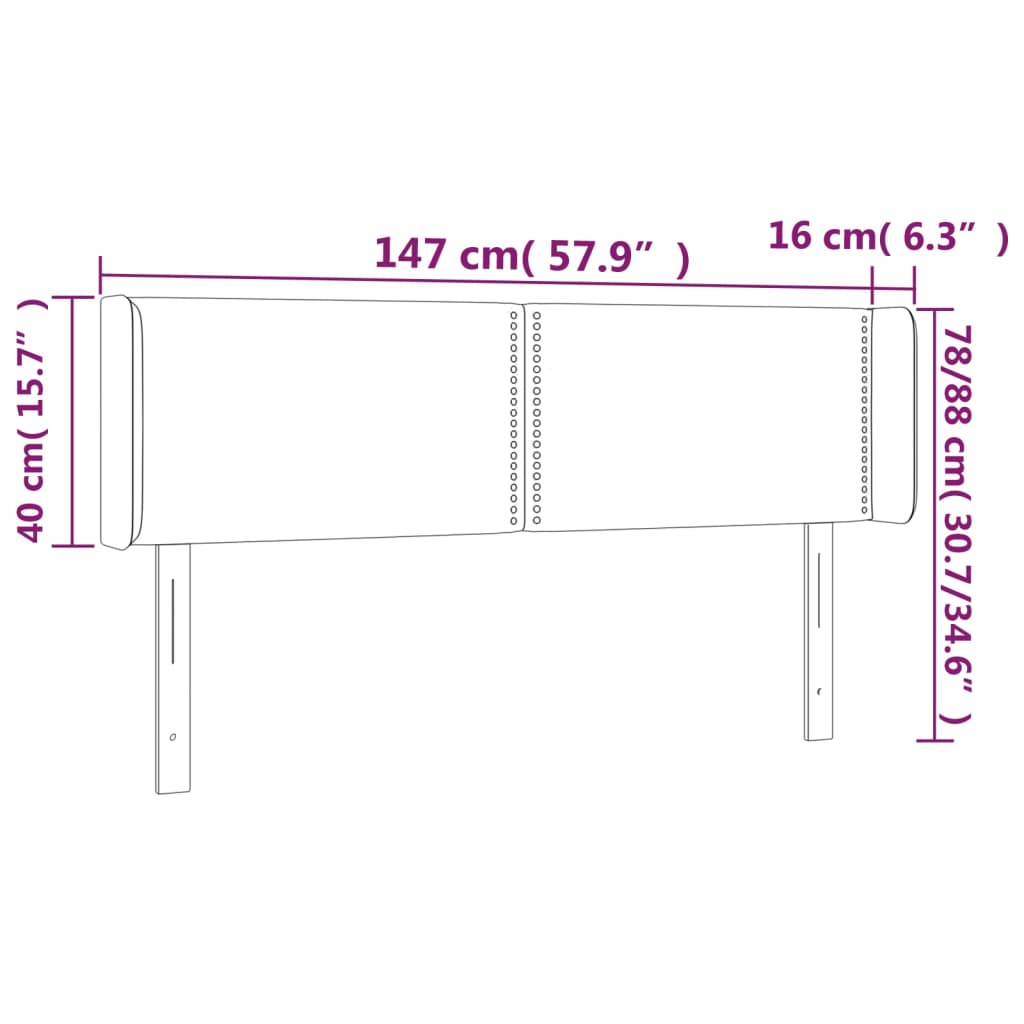 vidaXL Κεφαλάρι με Πτερύγια Μαύρο 147x16x78/88 εκ. Υφασμάτινο