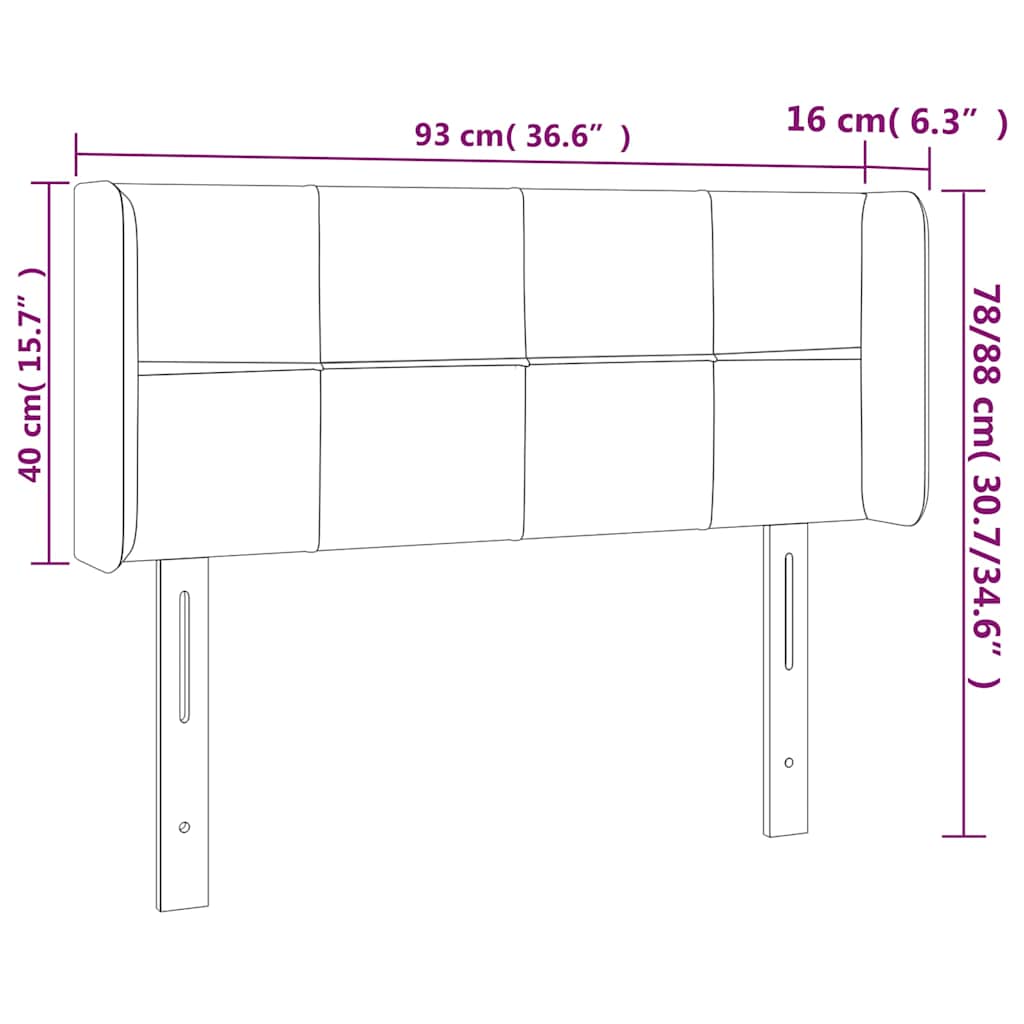 vidaXL Κεφαλάρι με Πτερύγια Μαύρο 93x16x78/88 εκ. Υφασμάτινο