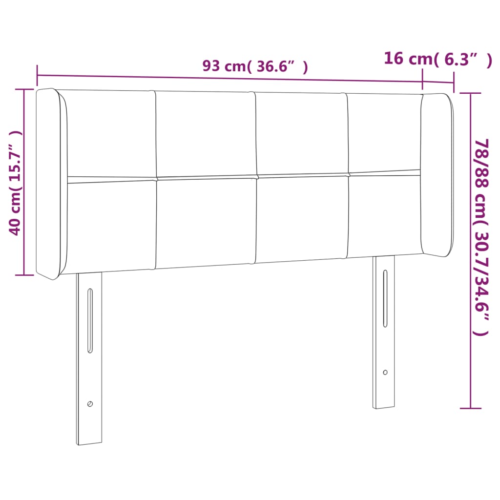 vidaXL Κεφαλάρι με Πτερύγια Ανοιχτό Γκρι 93x16x78/88 εκ. Βελούδινο