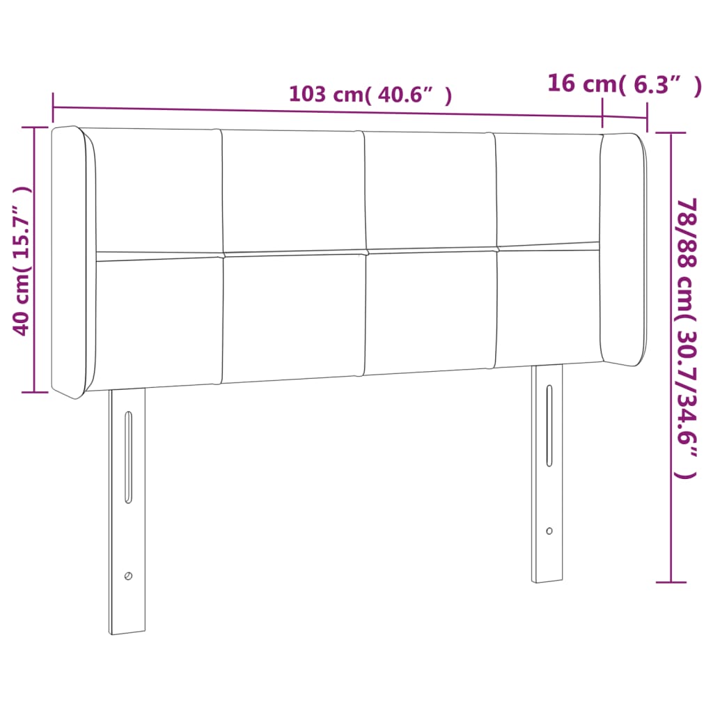 vidaXL Κεφαλάρι με Πτερύγια Ροζ 103x16x78/88 εκ. Βελούδινο