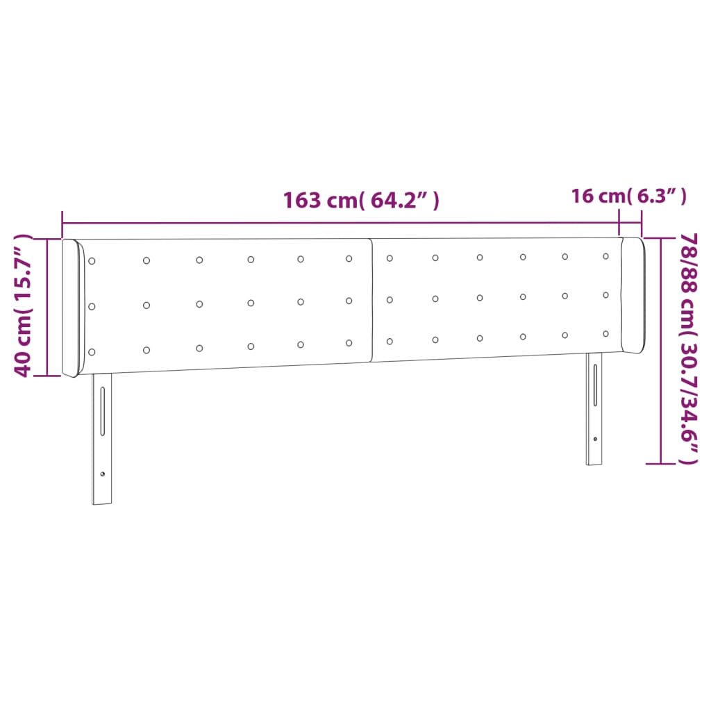 vidaXL Κεφαλάρι με Πτερύγια Μαύρο 163x16x78/88 εκ. Συνθετικό Δέρμα