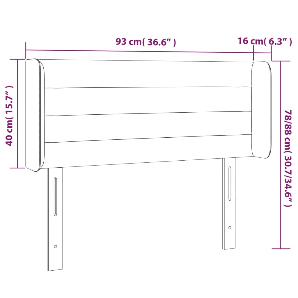 vidaXL Κεφαλάρι με Πτερύγια Σκούρο Γκρι 93x16x78/88 εκ. Υφασμάτινο