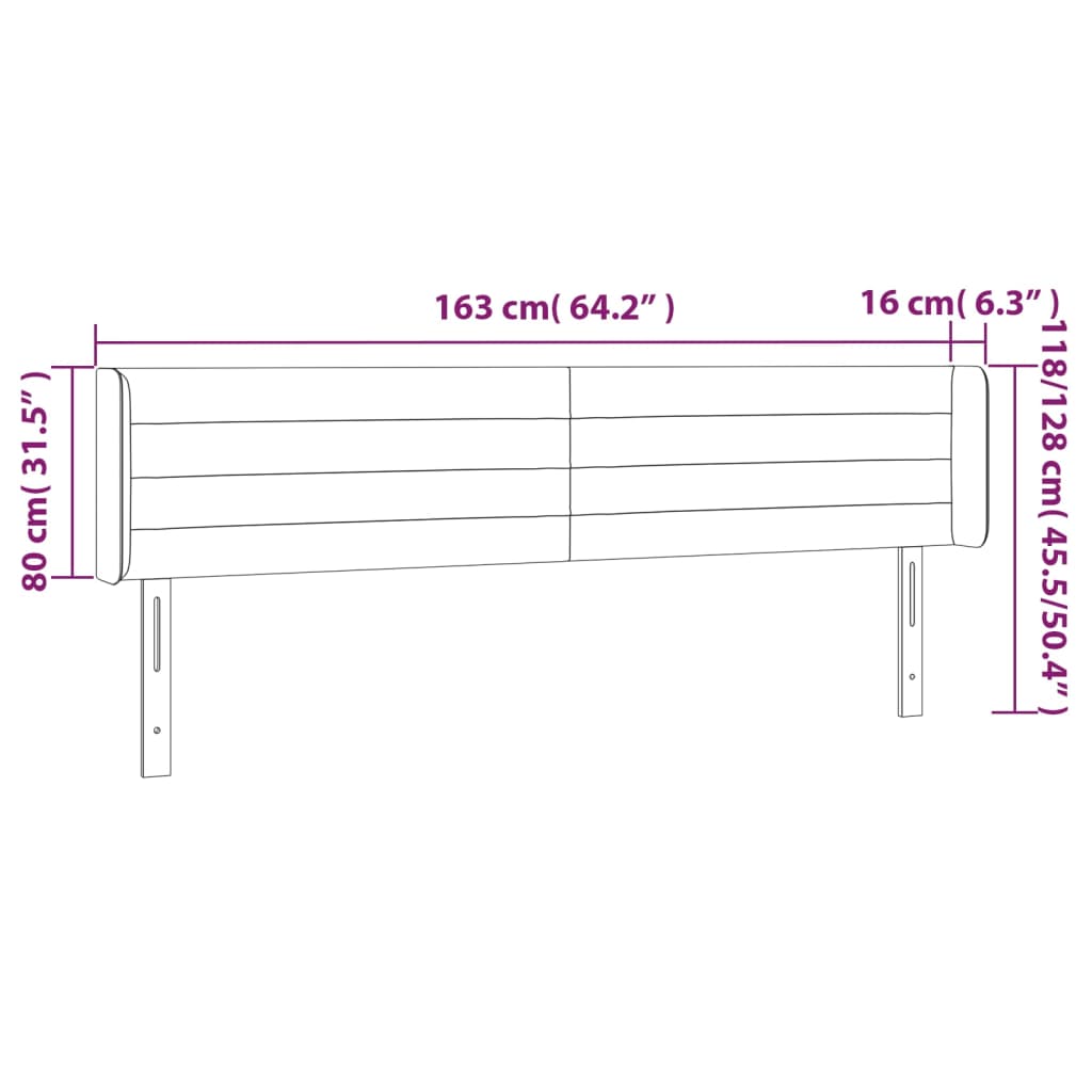 vidaXL Κεφαλάρι με Πτερύγια Σκούρο Γκρι 163x16x78/88 εκ. Υφασμάτινο