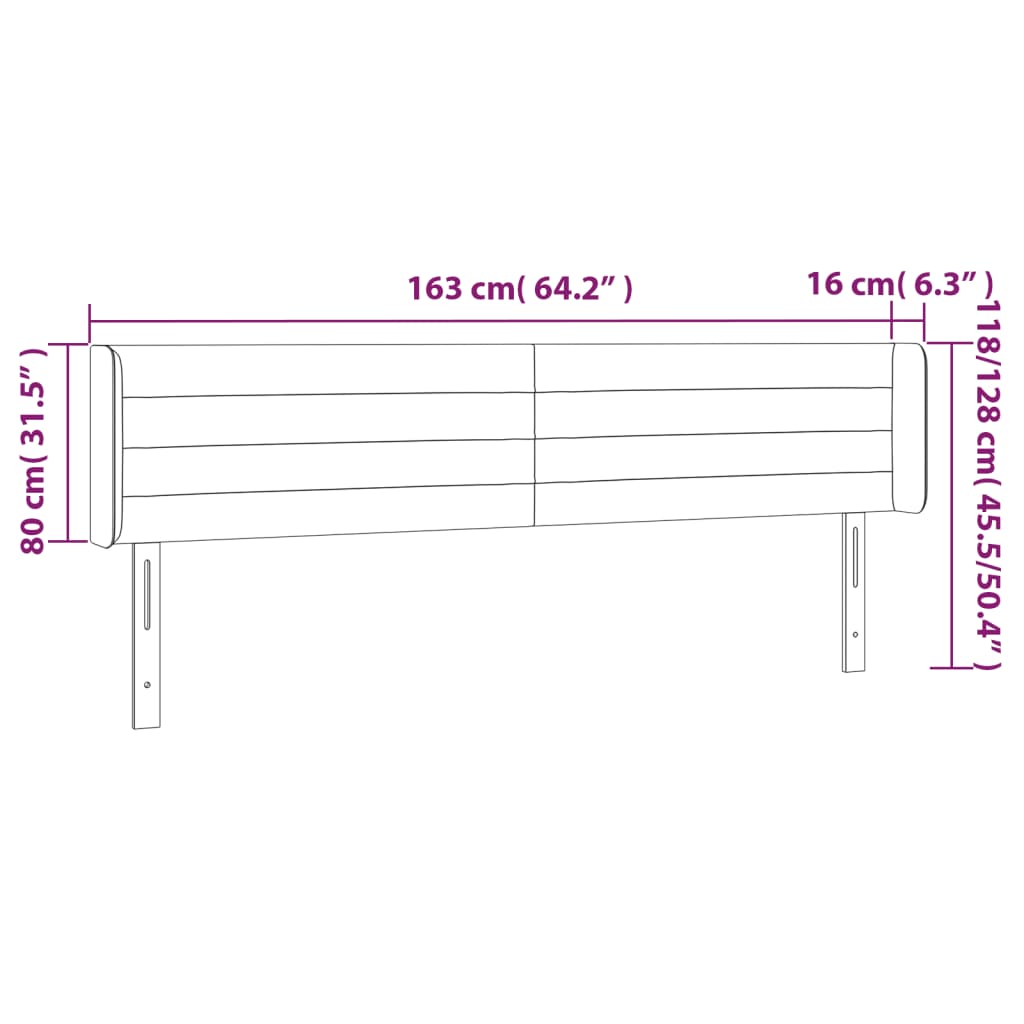 vidaXL Κεφαλάρι με Πτερύγια Κρεμ 163x16x78/88 εκ. Υφασμάτινο