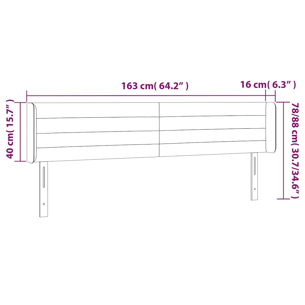 vidaXL Κεφαλάρι με Πτερύγια Σκούρο Μπλε 163x16x78/88 εκ. Βελούδινο