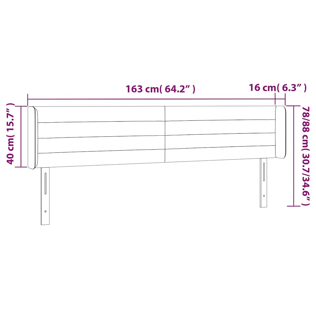 vidaXL Κεφαλάρι με Πτερύγια Ροζ 163x16x78/88 εκ. Βελούδινο