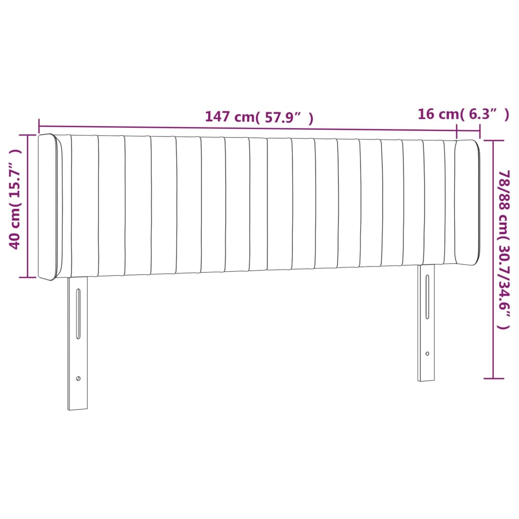 vidaXL Κεφαλάρι με Πτερύγια Κρεμ 147x16x78/88 εκ. Υφασμάτινο