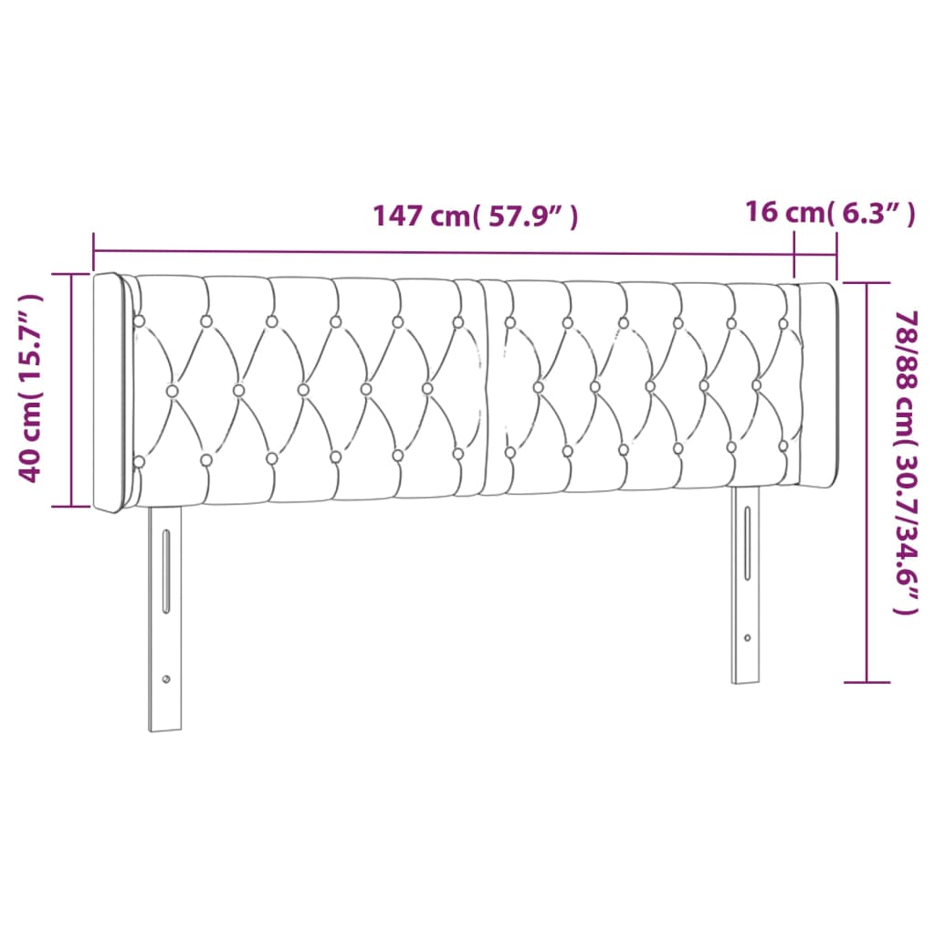 vidaXL Κεφαλάρι με Πτερύγια Ροζ 147x16x78/88 εκ. Βελούδινο