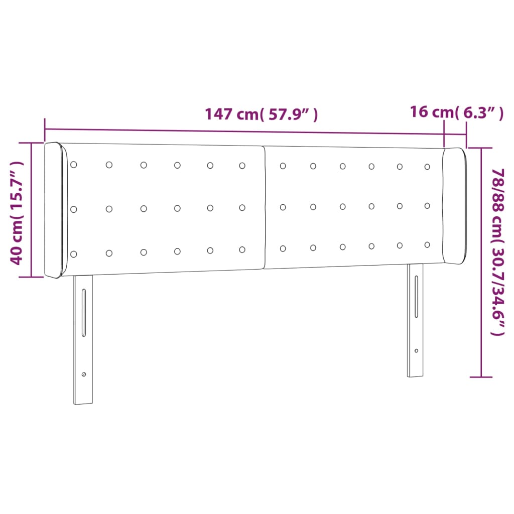 vidaXL Κεφαλάρι με Πτερύγια Ανοιχτό Γκρι 147x16x78/88 εκ. Υφασμάτινο