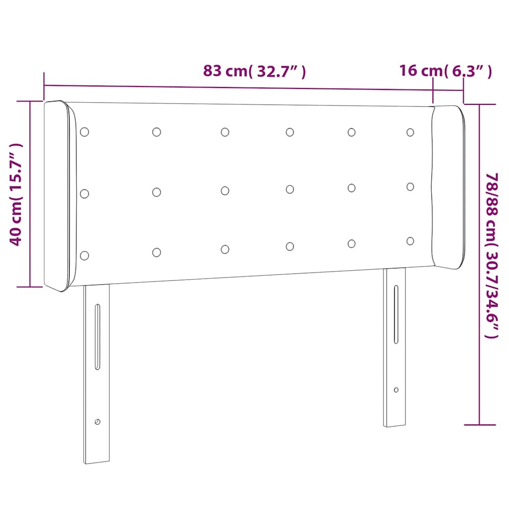 vidaXL Κεφαλάρι με Πτερύγια Σκούρο Μπλε 83x16x78/88 εκ. Βελούδινο