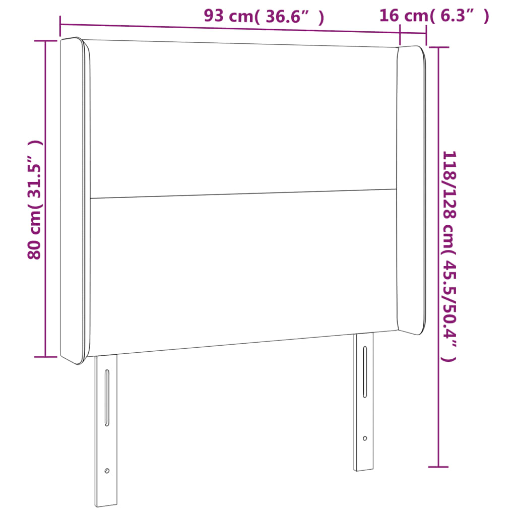 vidaXL Κεφαλάρι με Πτερύγια Σκούρο Καφέ 93x16x118/128 εκ.Υφασμάτινο