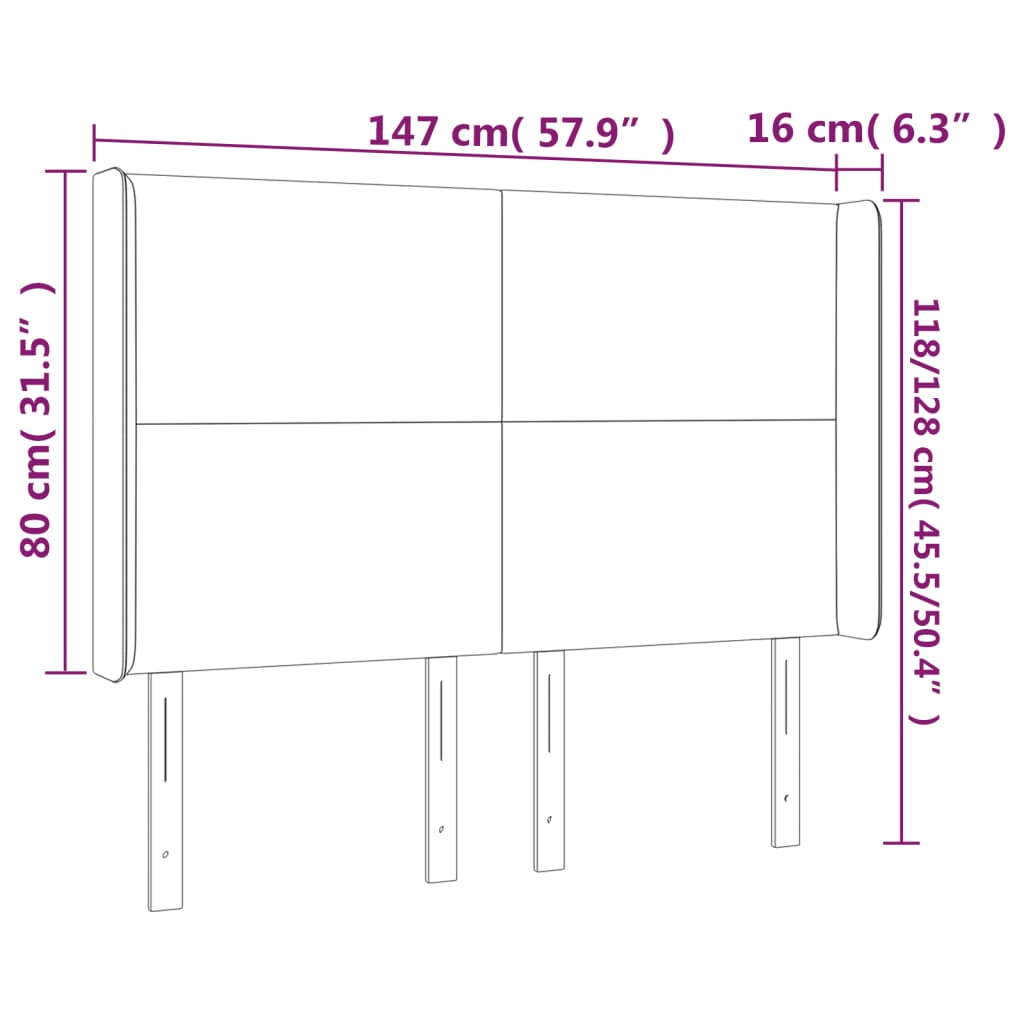vidaXL Κεφαλάρι με Πτερύγια Ροζ 147x16x118/128 εκ. Βελούδινο