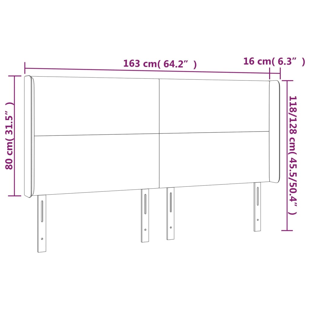 vidaXL Κεφαλάρι με Πτερύγια Ροζ 163x16x118/128 εκ. Βελούδινο