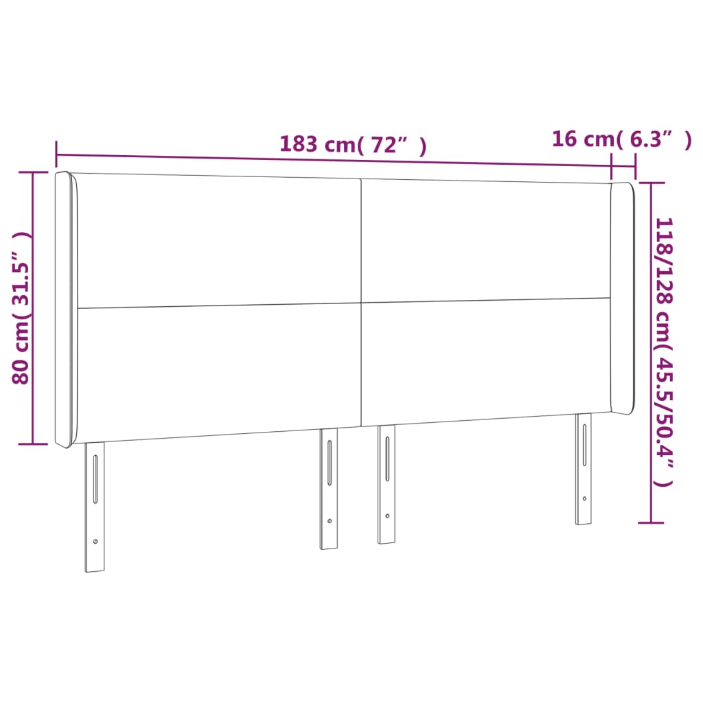vidaXL Κεφαλάρι με Πτερύγια Ροζ 183x16x118/128 εκ. Βελούδινο