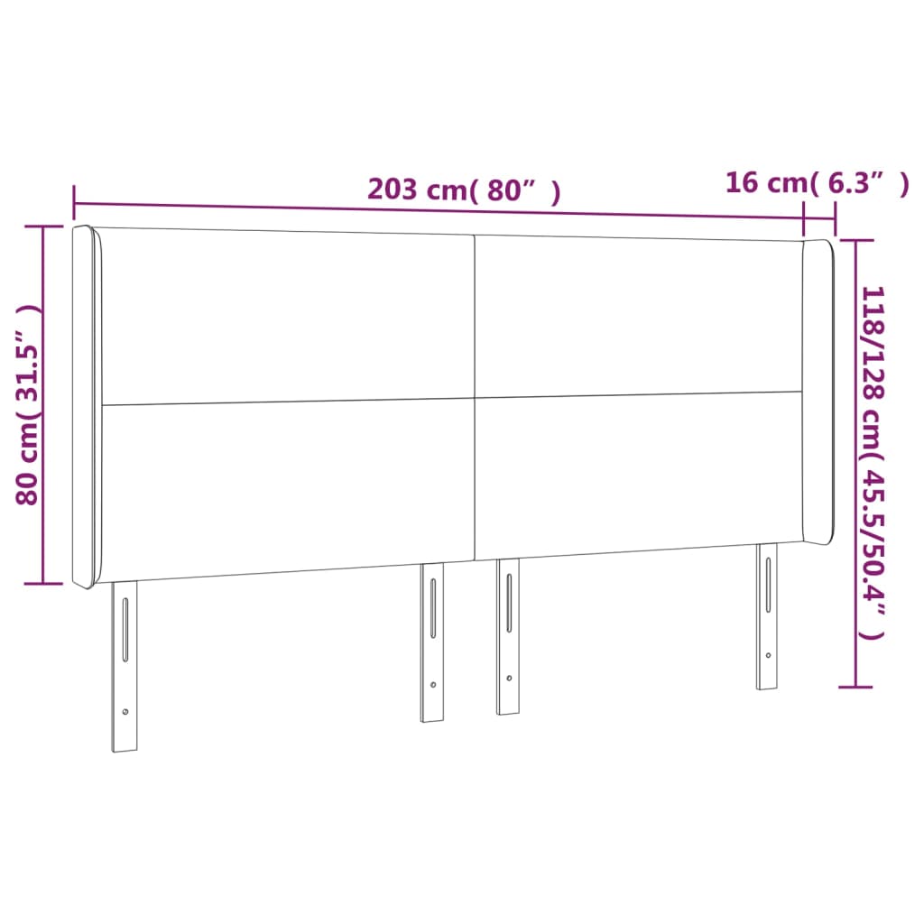 vidaXL Κεφαλάρι με Πτερύγια Ροζ 203x16x118/128 εκ. Βελούδινο