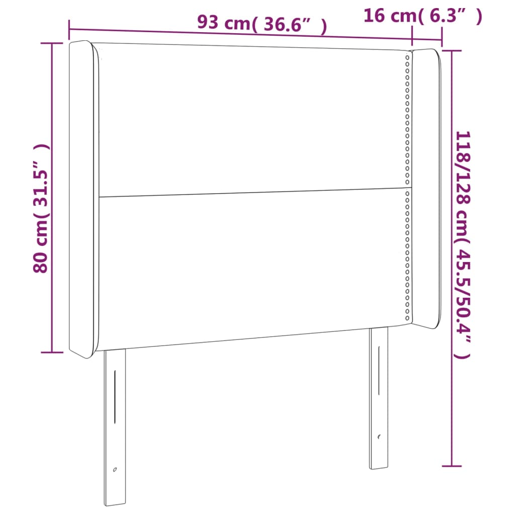 vidaXL Κεφαλάρι με Πτερύγια Σκούρο Γκρι 93x16x118/128 εκ. Υφασμάτινο