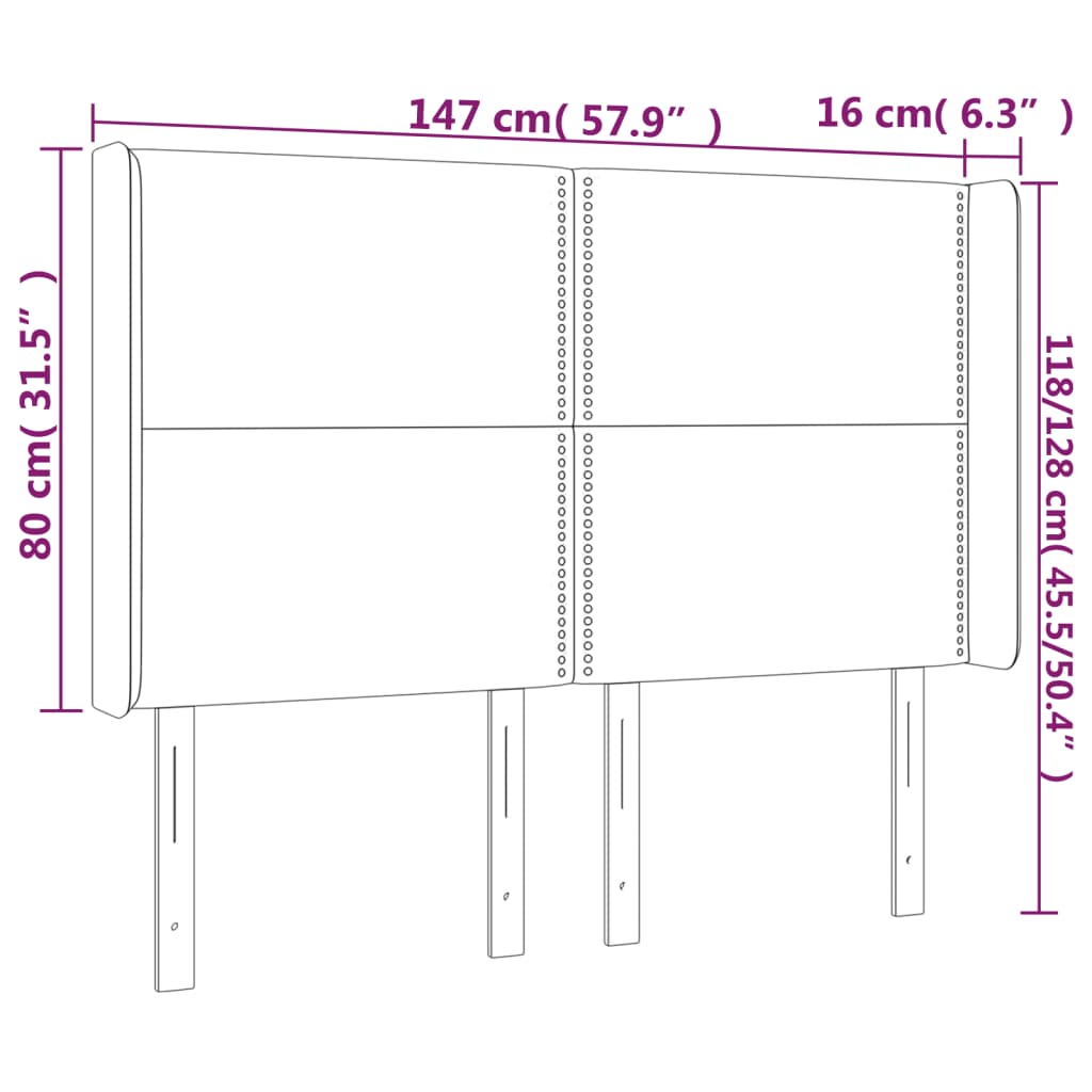 vidaXL Κεφαλάρι με Πτερύγια Σκούρο Καφέ 147x16x118/128 εκ. Υφασμάτινο