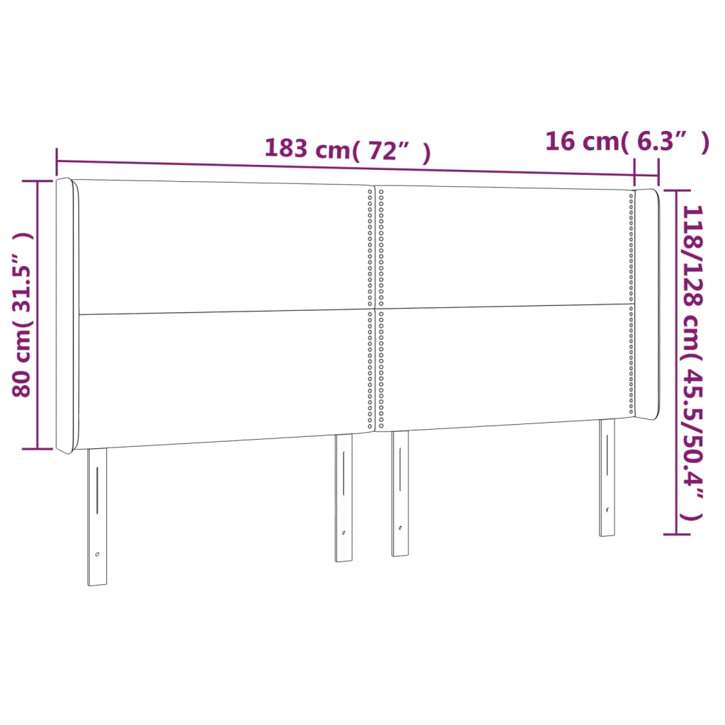 vidaXL Κεφαλάρι με Πτερύγια Ανοιχτό Γκρι 183x16x118/128 εκ. Υφασμάτινο