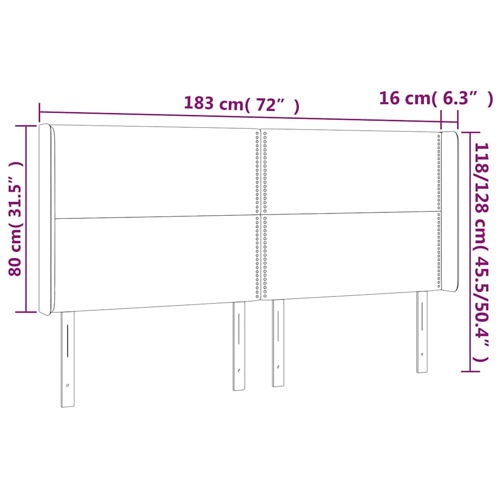 vidaXL Κεφαλάρι με Πτερύγια Κρεμ 183x16x118/128 εκ. Υφασμάτινο
