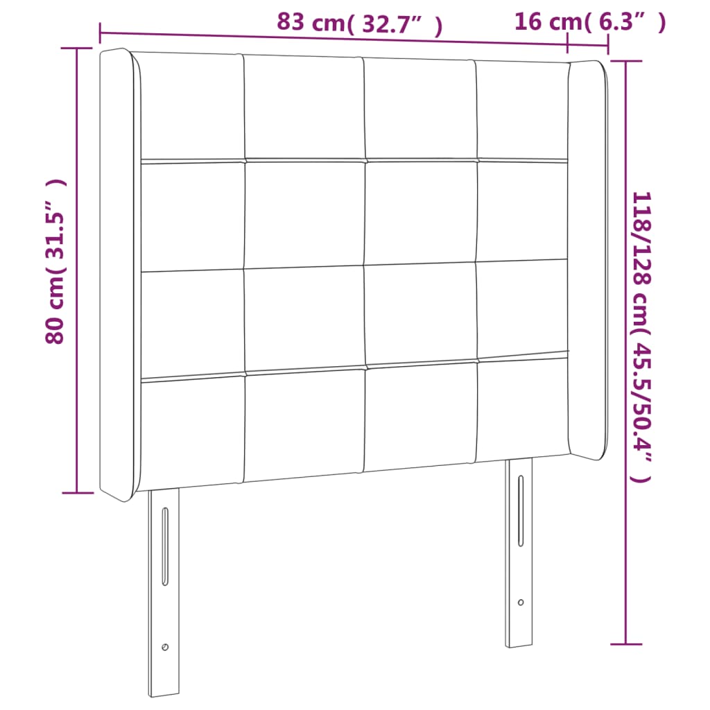 vidaXL Κεφαλάρι με Πτερύγια Taupe 83x16x118/128 εκ. Υφασμάτινο