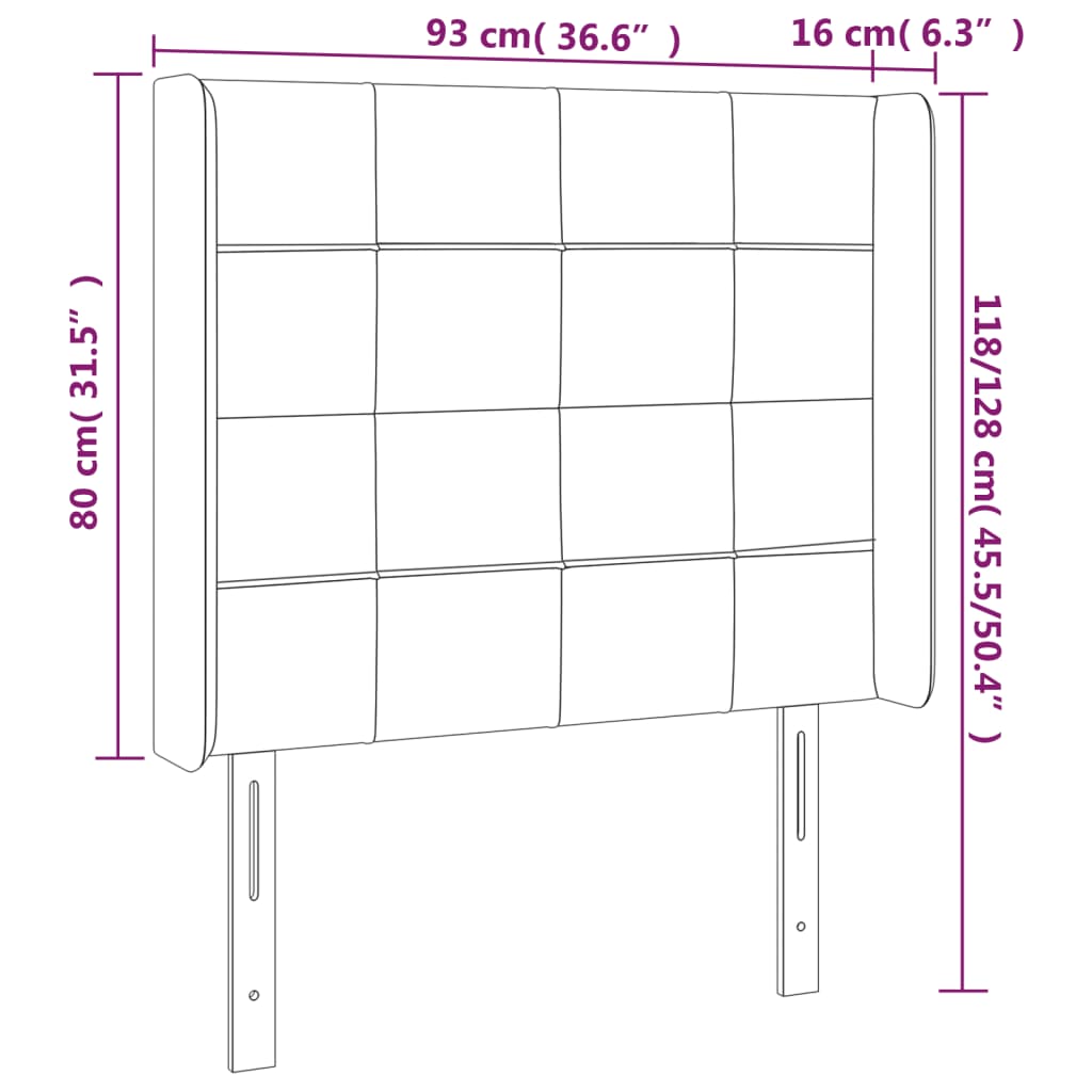 vidaXL Κεφαλάρι με Πτερύγια Ροζ 93x16x118/128 εκ. Βελούδινο