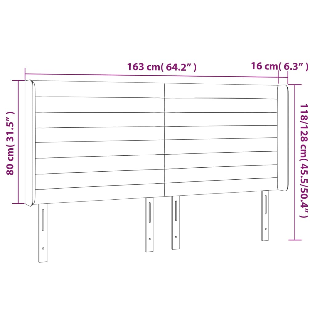 vidaXL Κεφαλάρι με Πτερύγια Σκούρο Καφέ 163x16x118/128 εκ. Υφασμάτινο