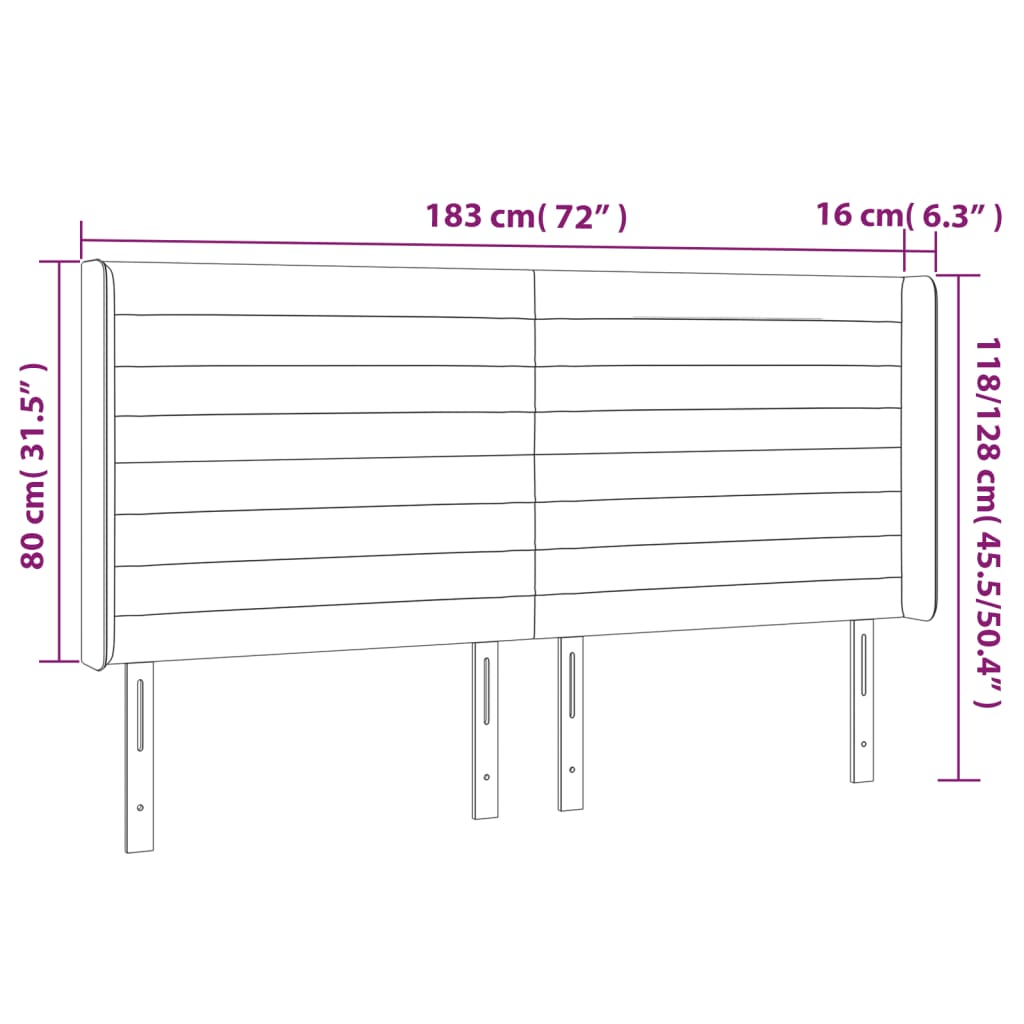 vidaXL Κεφαλάρι με Πτερύγια Σκούρο Καφέ 183x16x118/128 εκ. Υφασμάτινο