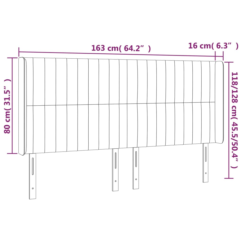 vidaXL Κεφαλάρι με Πτερύγια Μαύρο 163x16x118/128 εκ. Βελούδινο