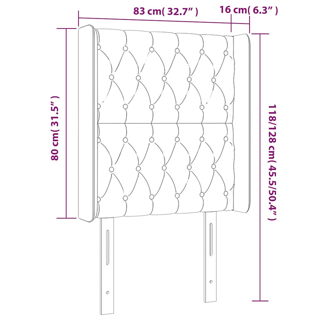 vidaXL Κεφαλάρι με Πτερύγια Taupe 83x16x118/128 εκ. Υφασμάτινο
