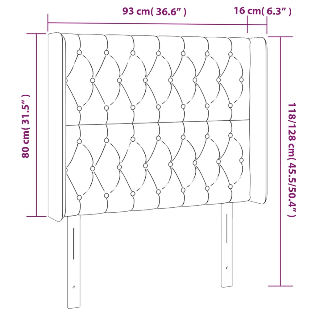 vidaXL Κεφαλάρι με Πτερύγια Ροζ 93x16x118/128 εκ. Βελούδινο