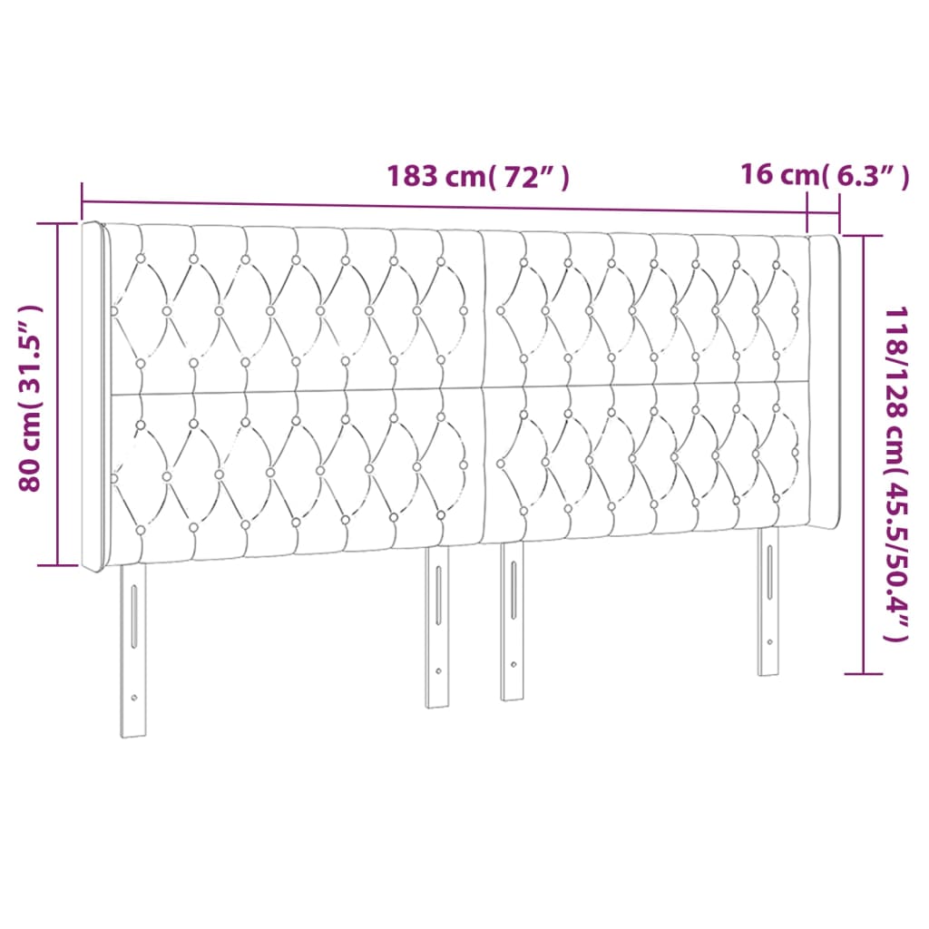 vidaXL Κεφαλάρι με Πτερύγια Ροζ 183x16x118/128 εκ. Βελούδινο