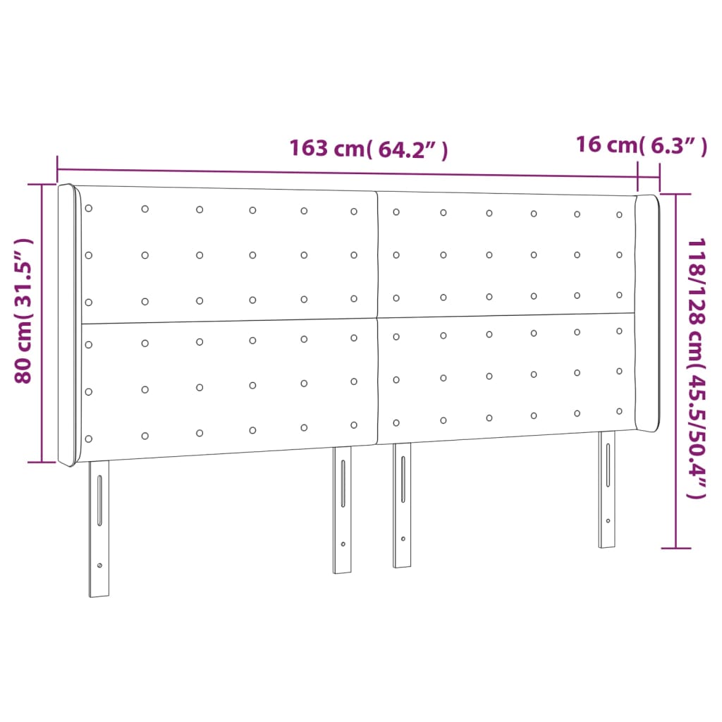 vidaXL Κεφαλάρι με Πτερύγια Ανοιχτό Γκρι 163x16x118/128 εκ. Υφασμάτινο