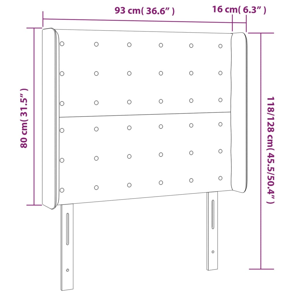 vidaXL Κεφαλάρι με Πτερύγια Ροζ 93x16x118/128 εκ. Βελούδινο