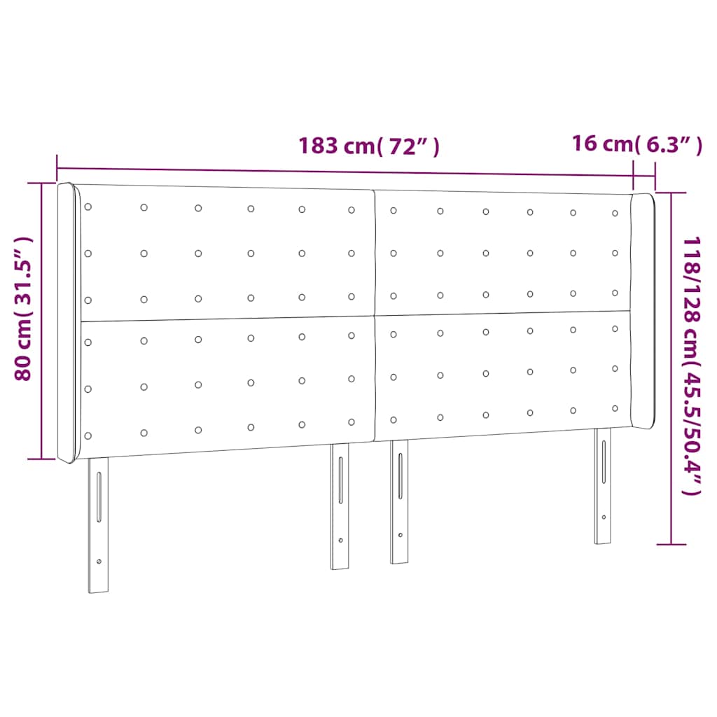 vidaXL Κεφαλάρι με Πτερύγια Σκούρο Μπλε 183x16x118/128 εκ. Βελούδινο