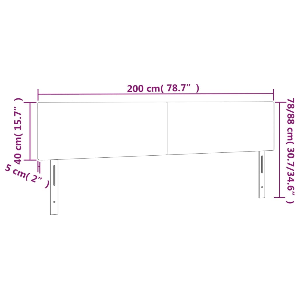 vidaXL Κεφαλάρι Κρεβατιού LED Κρεμ 200x5x78/88 εκ. Υφασμάτινο